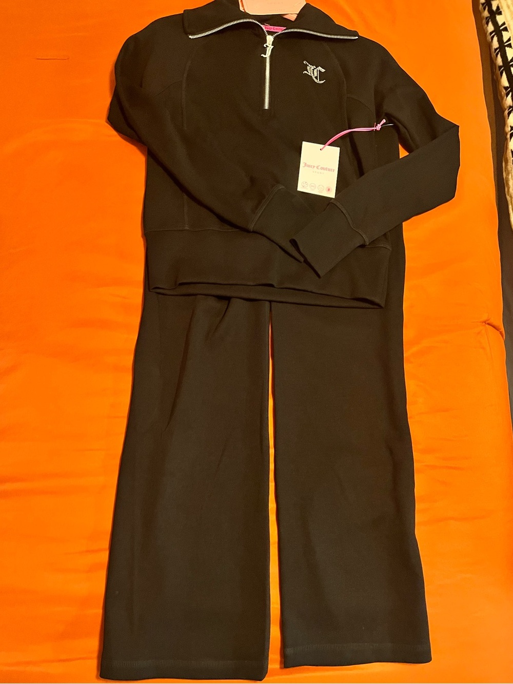 Juicy Couture Black Wide-Leg Pants with Zip Pullover